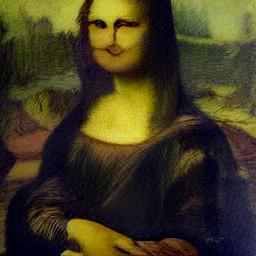 generated: a painting of the mona lisa on a white wall #1